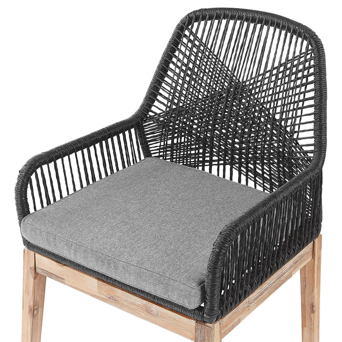 GARTENMÖBEL SET 4-Sitzer Faserzement grau 90 cm schwarz/grau Olbia - Hellbraun/Schwarz, Stein - Beliani