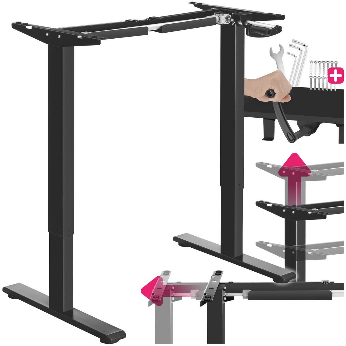 TISCHGESTELL Idun,84 - 129 x 60 x 71 - 121 cm,schwarz - Schwarz, Textil (60/129/121cm) - tectake