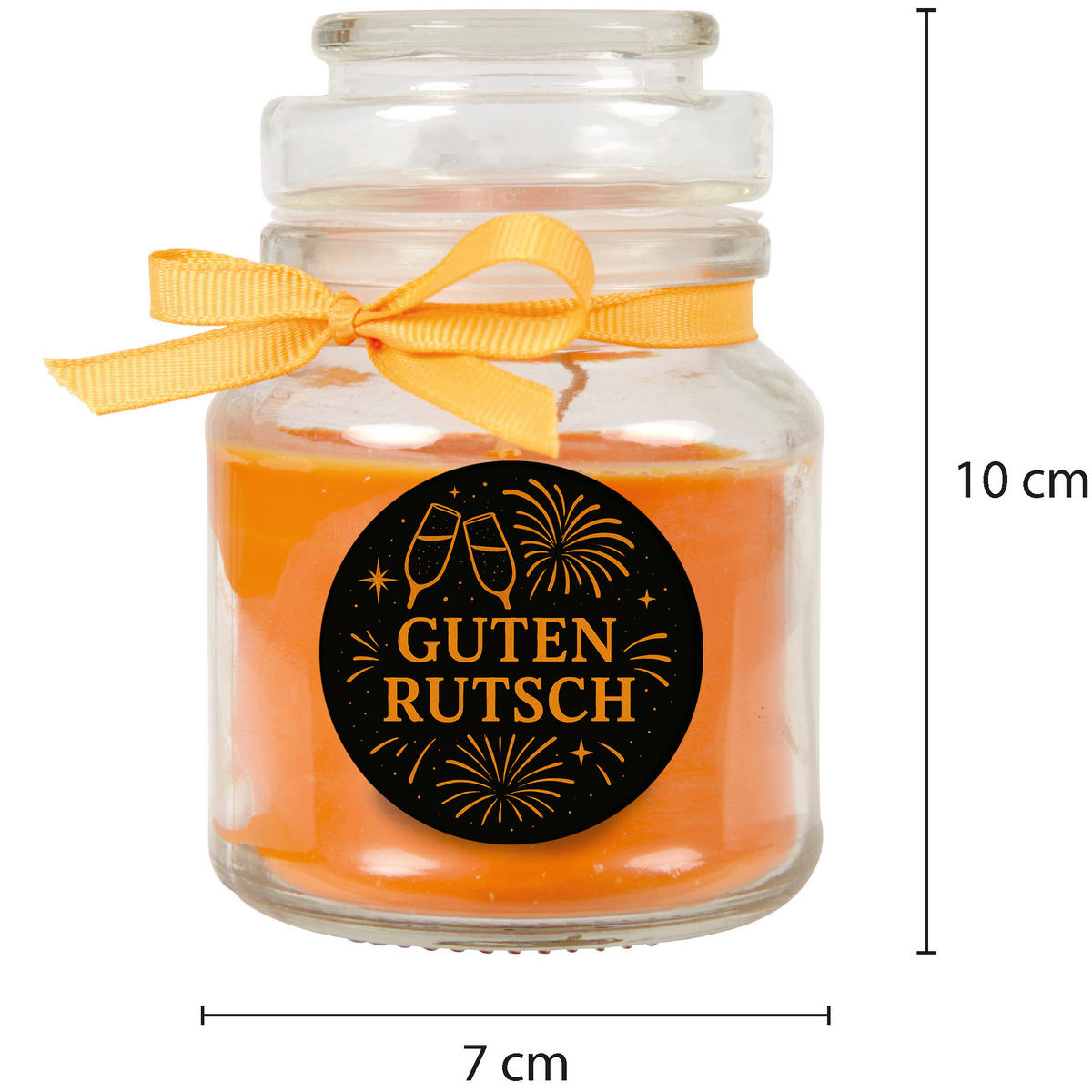 DUFTKERZE im Glas - Neujahr Honigmelone Bonbonsglas 120 g - Orange, Naturmaterialien (7/10cm)