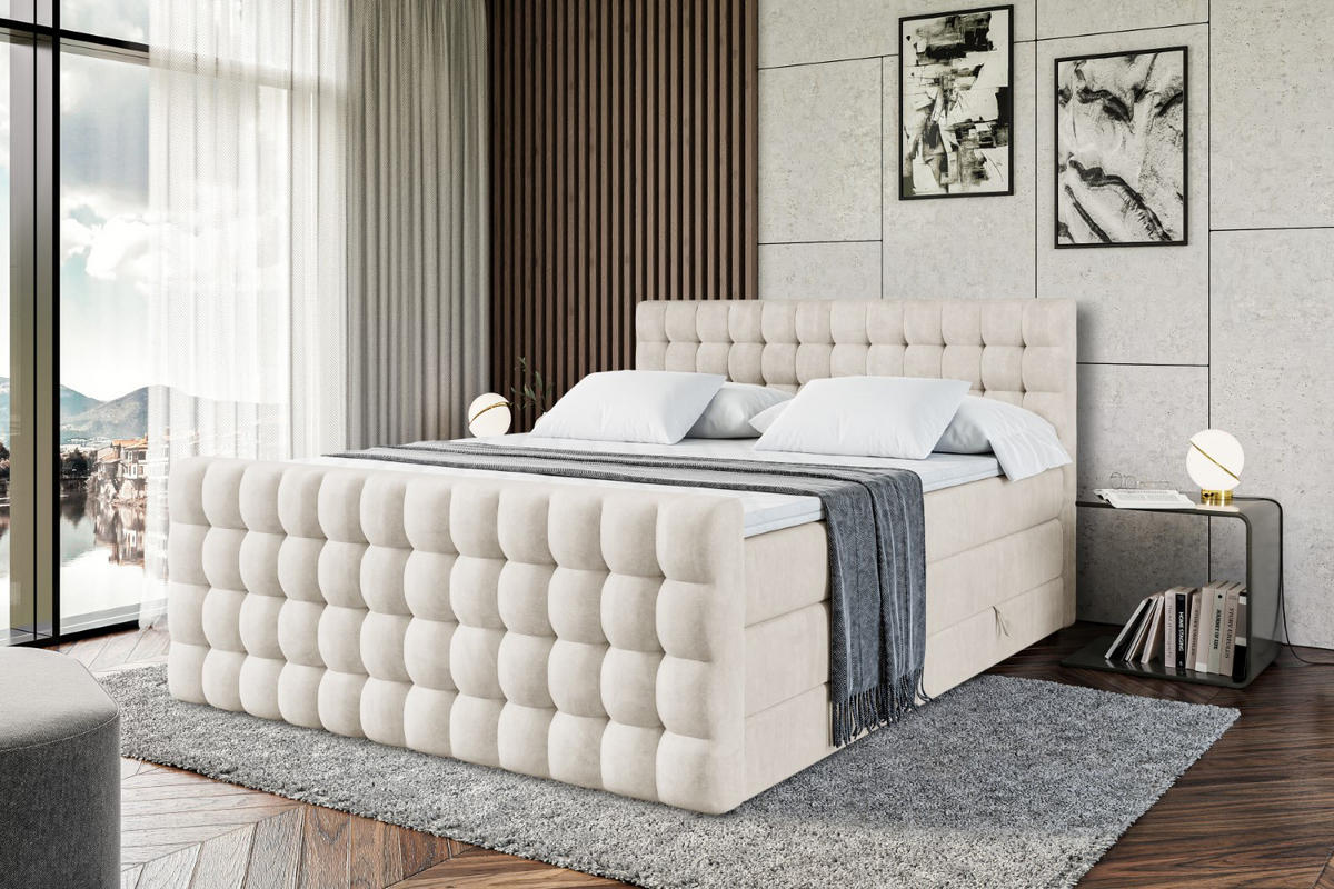 BOXSPRINGBETT VIONE-Z KING - 180 x 200 - H3/H4 - Ecru - Ecru, Holzwerkstoff (180/200cm) - ALTDECOR