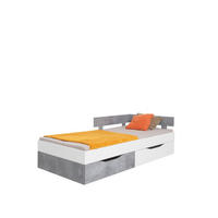 JUGENDBETT Sally in Weiß und Beton – Liegefläche 120 x 200 cm - Weiß, Holzwerkstoff (120/200cm)