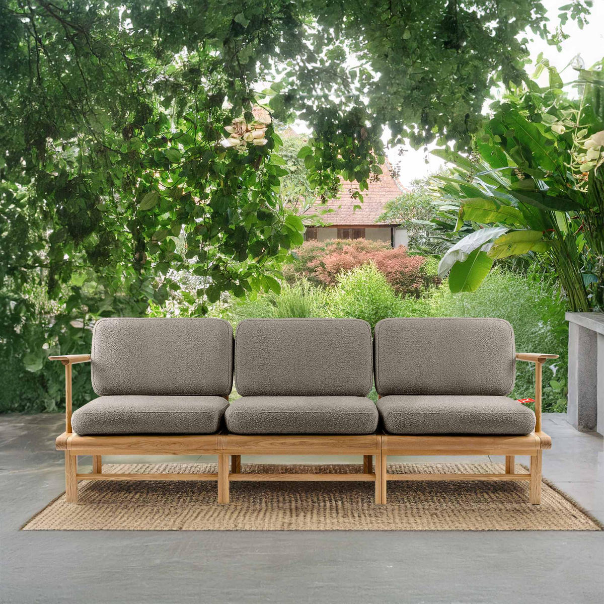 GARTENSOFA ATREDA 3-Sitzer - Grau, Holz/Textil (230/74/80cm) - KONSIMO®