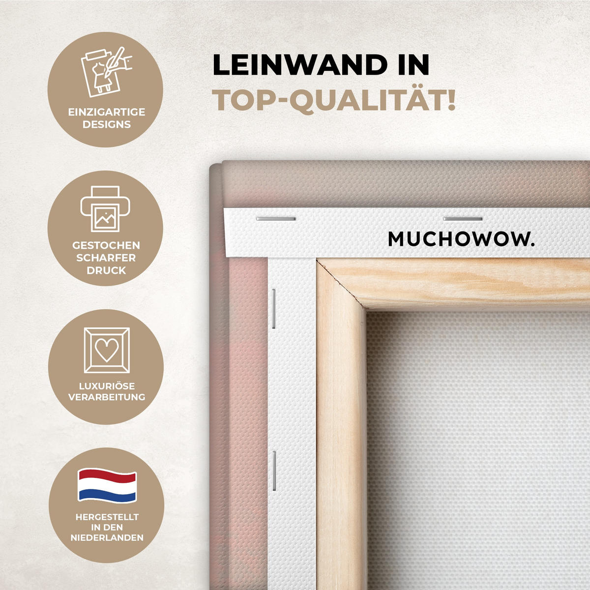 LEINWANDBILD Rotkehlchen - Zierpflanze - Blütenzweig Wanddeko 40x60 cm - Hellrosa, Textil (40/60cm) - MuchoWow