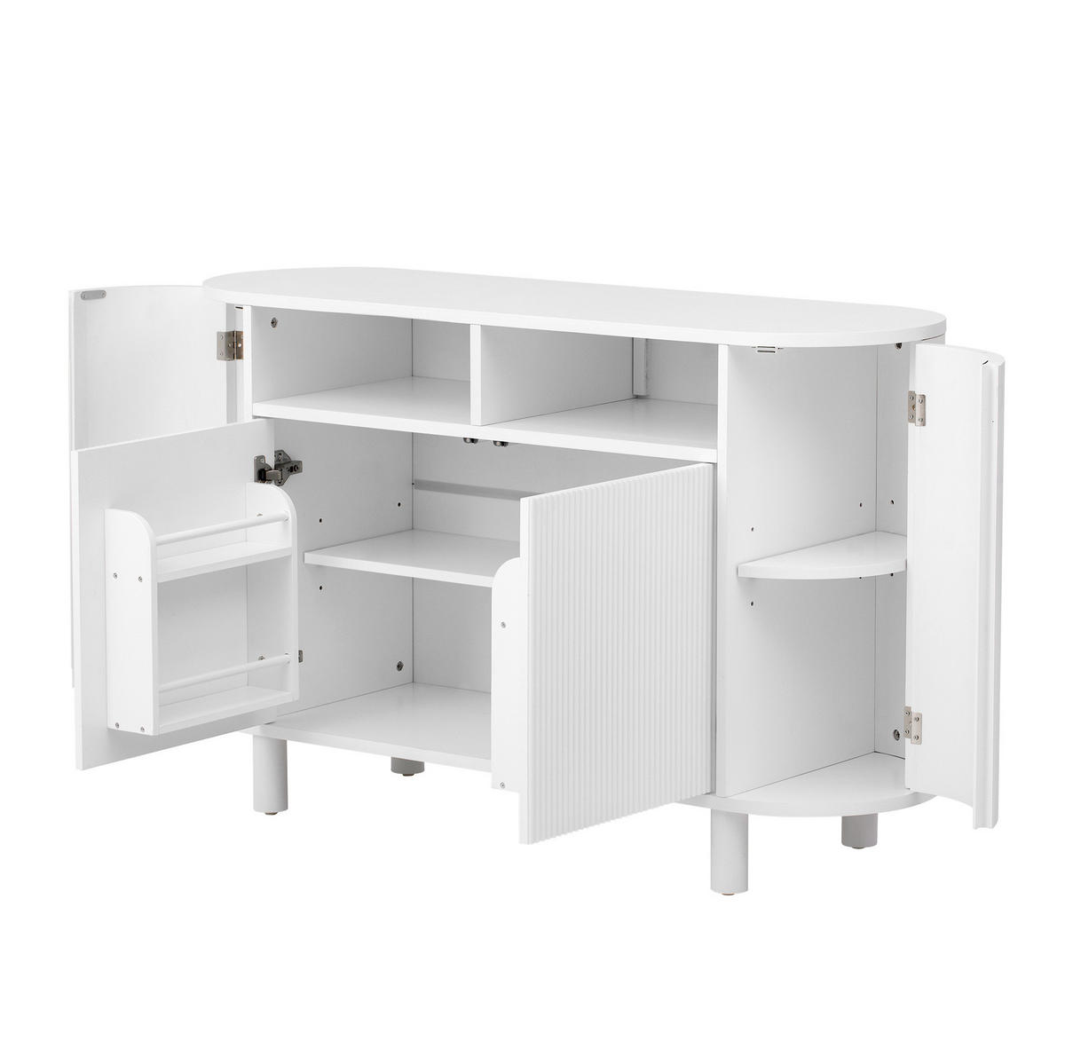 SIDEBOARD 120/38/77 cm Weiß aus MDF mit verstellbaren Böden - Weiß, Holzwerkstoff (120/77/38cm) - OKWISH