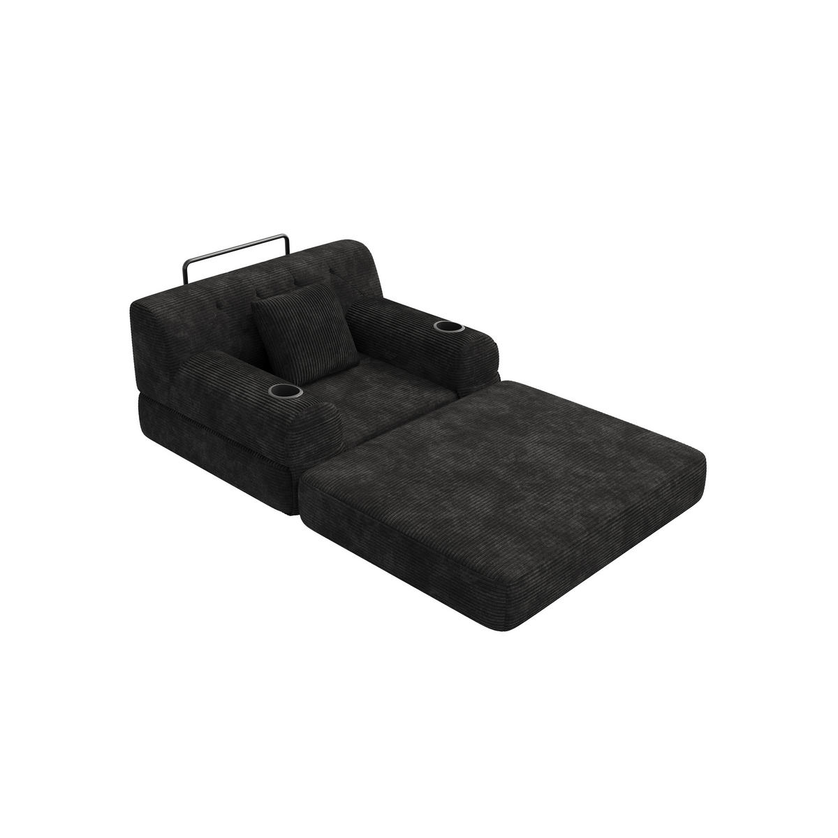 SCHLAFSESSEL Cord komprimiert, DE-42543, Schwarz - Schwarz, Metall (107/81/80cm) - ComfortXL