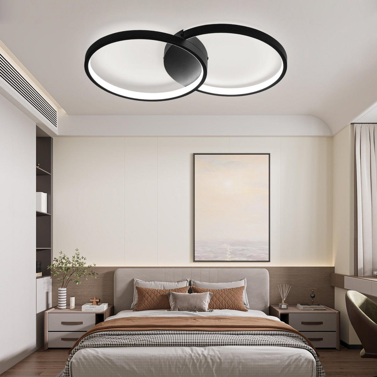 LED-DECKENLEUCHTE Valdemar 50/30/5 cm - Schwarz, Metall (50/30/5cm) - Nettlife