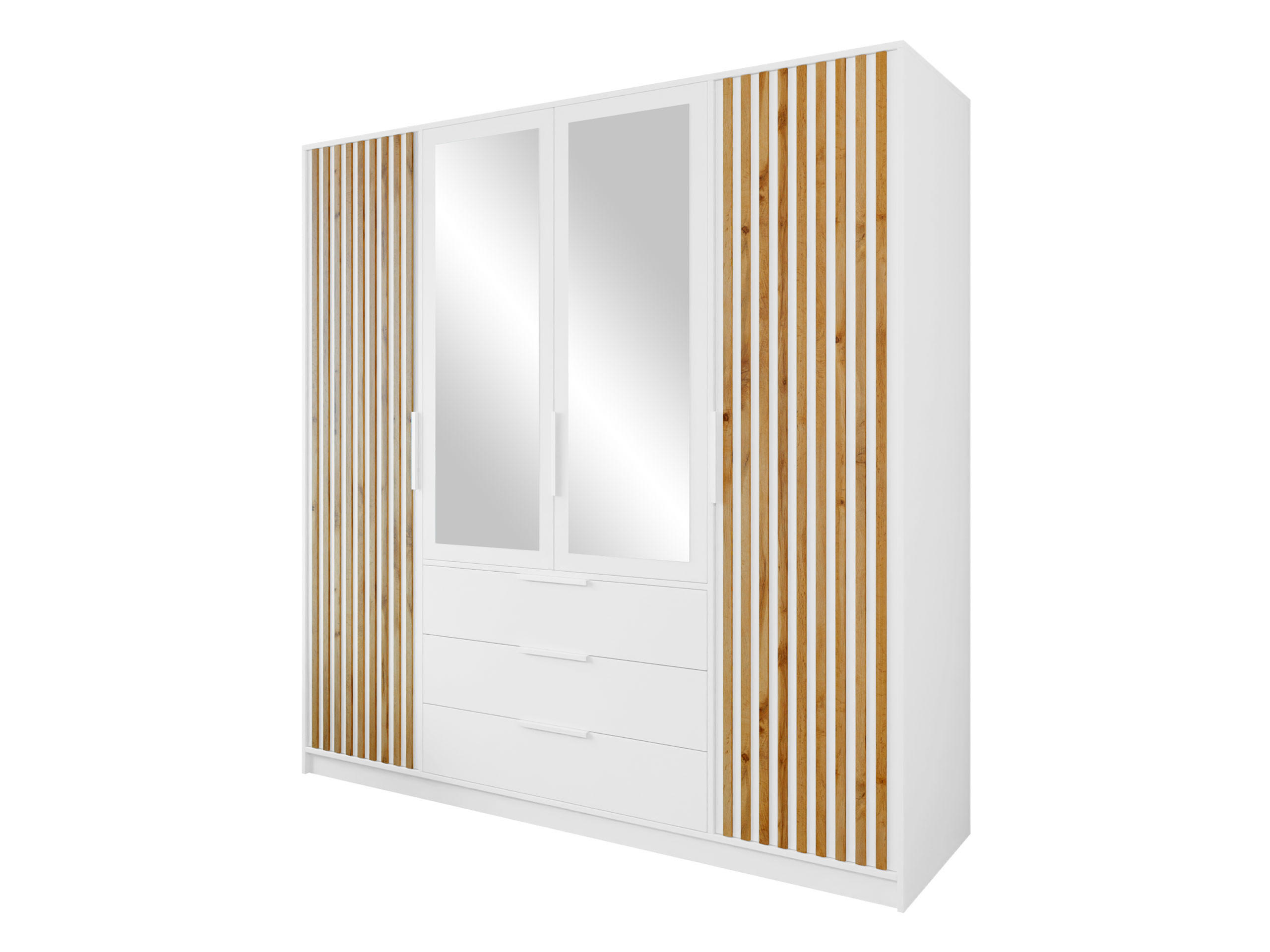 KLEIDERSCHRANK Bali Lux D4 - Weiß, Holzwerkstoff/Metall (196/200/58cm) - MIRJAN24