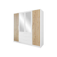 KLEIDERSCHRANK Bali Lux D4 - Weiß, Holzwerkstoff/Metall (196/200/58cm) - MIRJAN24