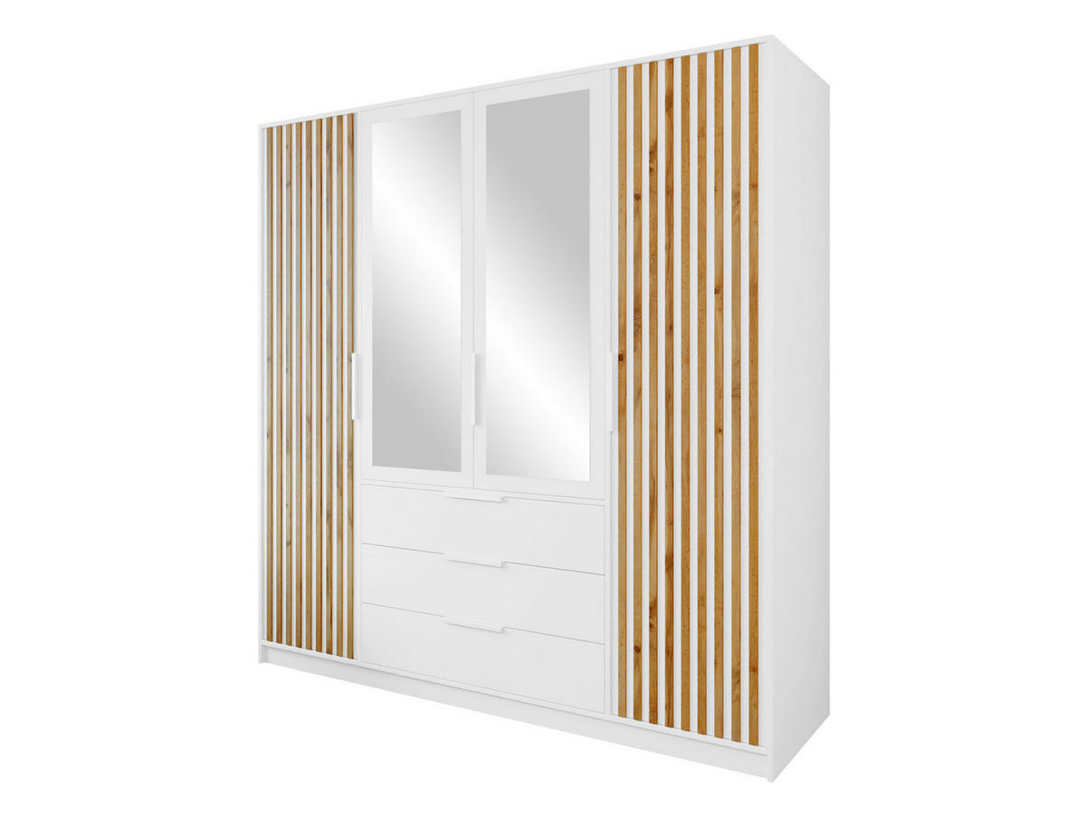 KLEIDERSCHRANK Bali Lux D4 - Weiß, Holzwerkstoff/Metall (196/200/58cm) - MIRJAN24