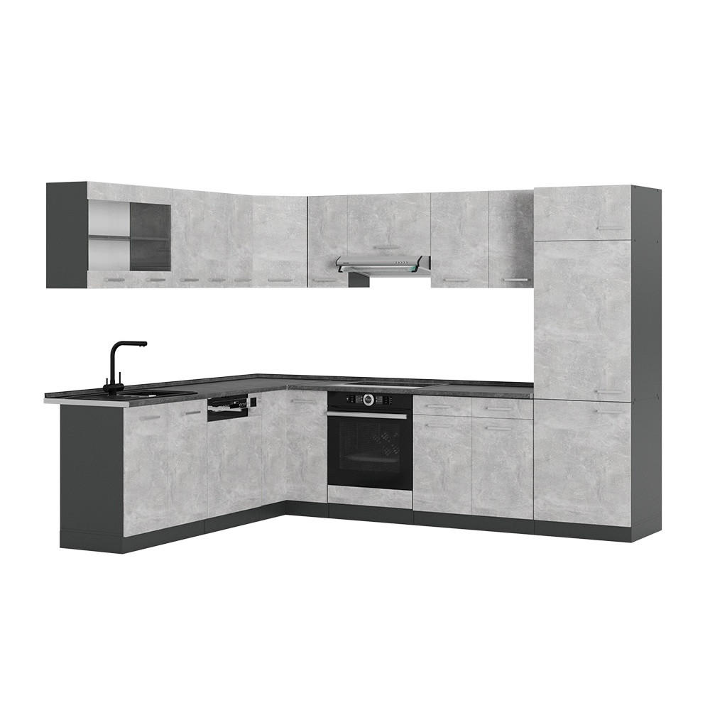 HÖRNKÖK R-Line, betong/antracit, 287 x 227 cm, AP Antracit - Antracit/Grå, Träbaserade material (287/206.8/60cm) - Vicco