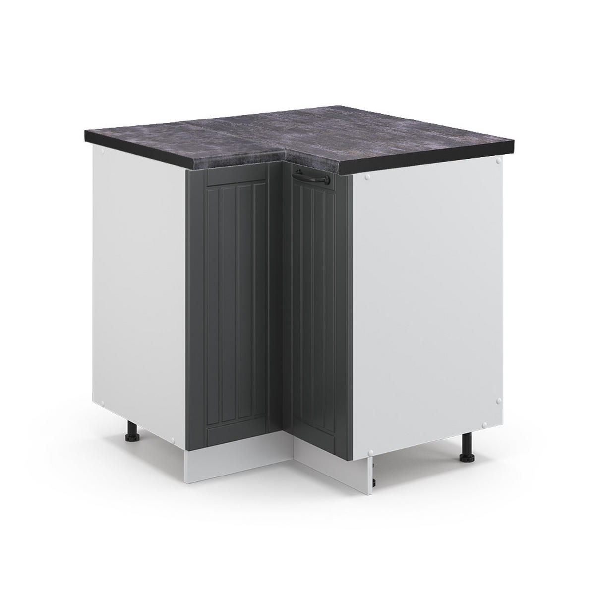 ECKUNTERSCHRANK Fame-Line Anthrazit Landhaus 80.5 cm, AP Anthrazit - Anthrazit/Weiß, Holzwerkstoff (80.5/82/60cm) - Vicco