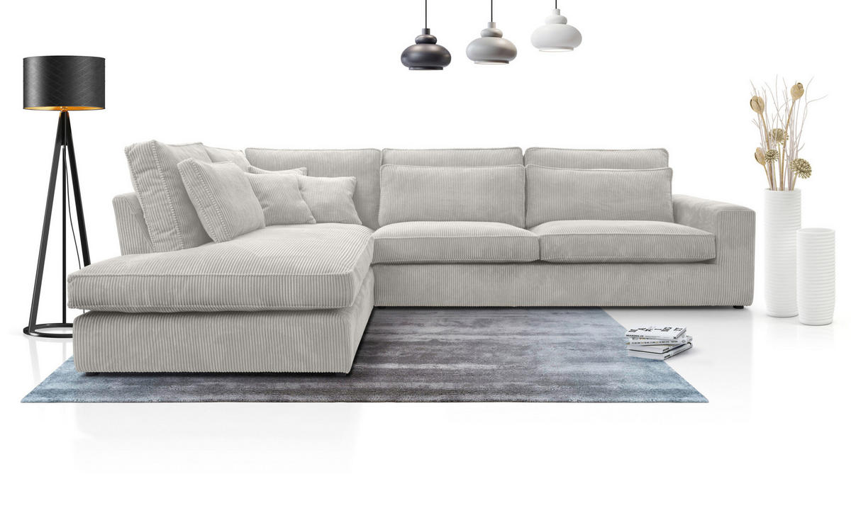 ECKSOFA Eckcouch Monica mini L-form, Beige - Hellgrau, Textil (224/280cm) - Fedve