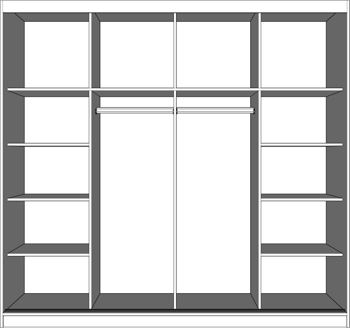 SCHWEBETÜRENSCHRANK MULTI 38 Sonoma Eiche/Weiß mit Spiegel 233 cm - Alufarben/Weiß, Glas/Holzwerkstoff (233/218/61cm) - imoebel24