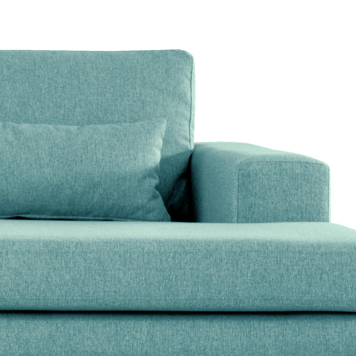 WOHNLANDSCHAFT mit Longchair - Eichefarben/Petrol, Eichenholz/Textil (371/81/219cm) - home24