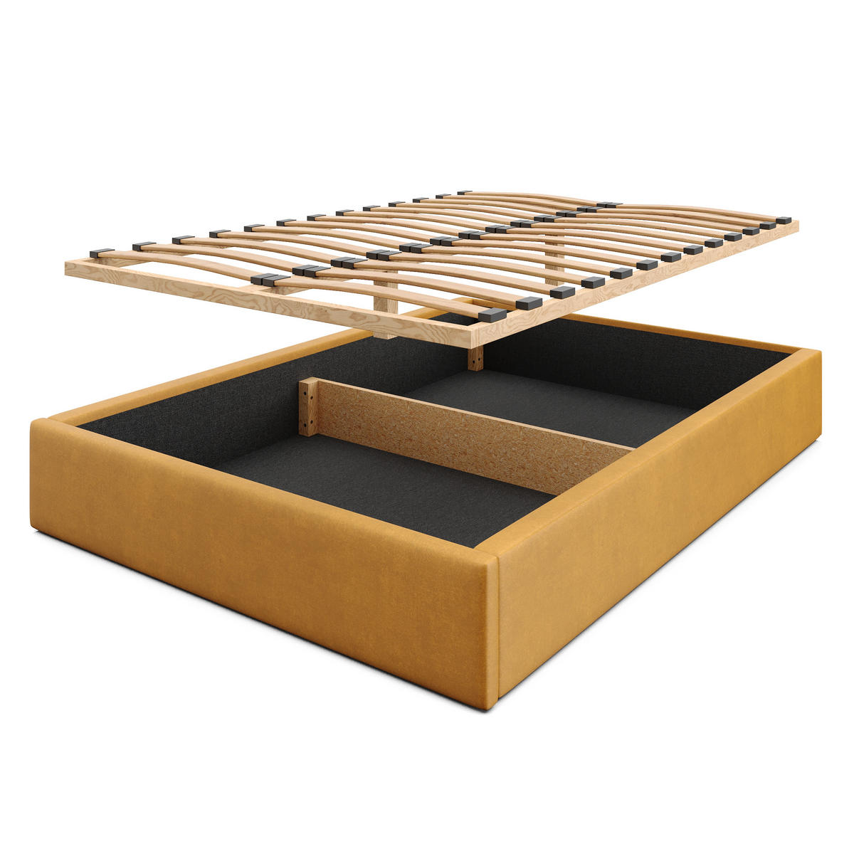 POLSTERBETT 140x200cm Bett mit Stauraum Lattenrost Gelb - Gelb, Holz/Holzwerkstoff (140/200cm) - Muralo
