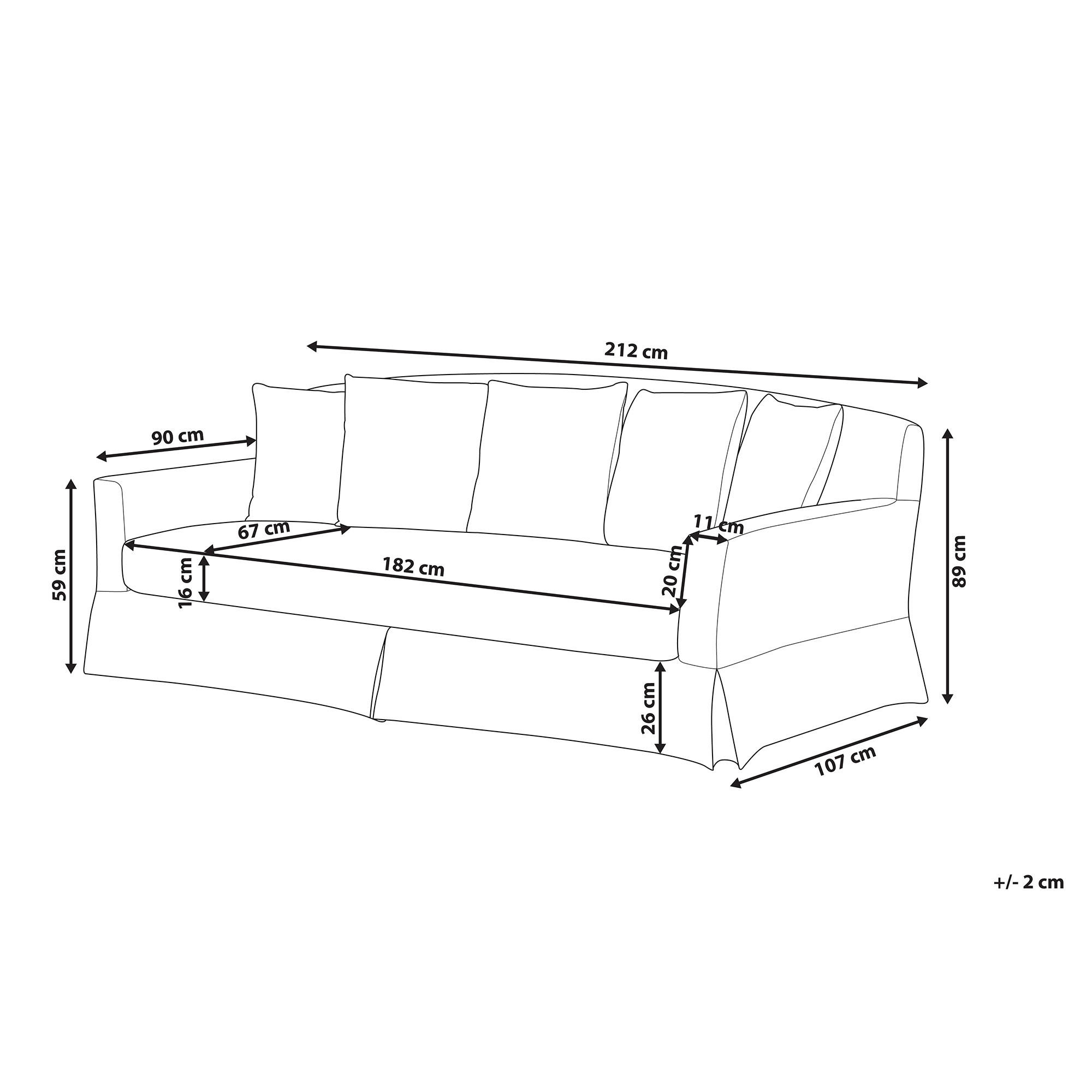 Thumbnail - Beliani 3-Sitzer-Sofa, Beige, Textil, 212x89x107 cm, Wohnzimmer, Sofas & Couches, Sofas, 3-Sitzer Sofas
