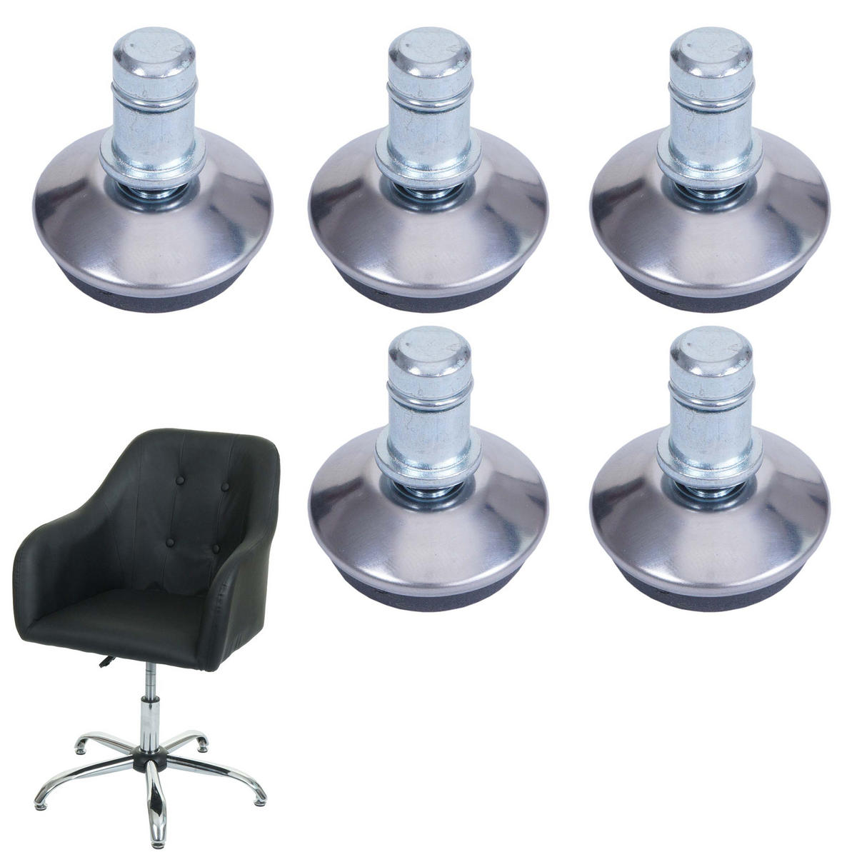 BODENGLEITER Silber 5er-Set - Silberfarben, Kunststoff (3/4/3cm) - MCW