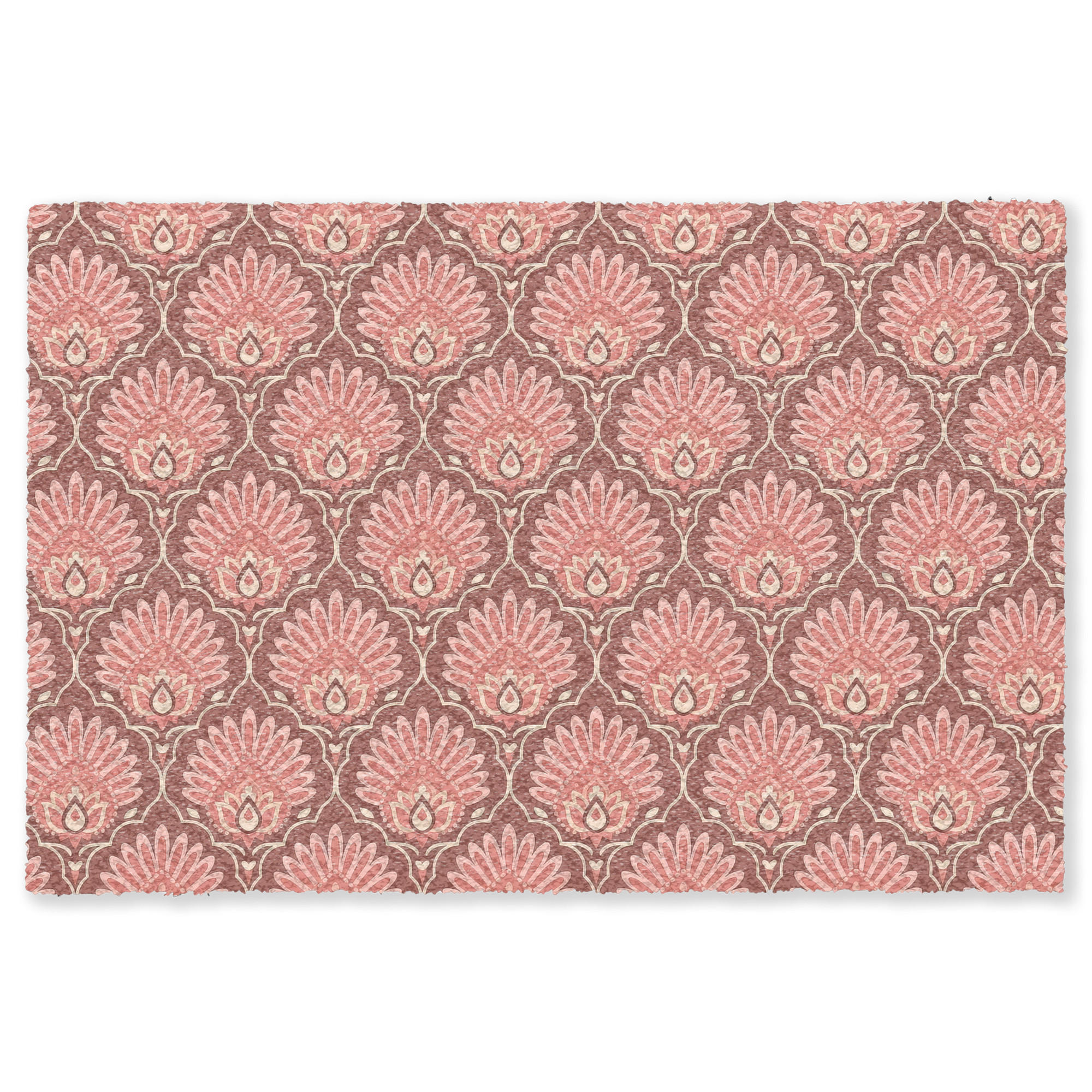 FUSSMATTE Fächermotiv - Muster - Rosa Türmatte 180x120 cm - Altrosa, Kunststoff (180/120cm) - MuchoWow