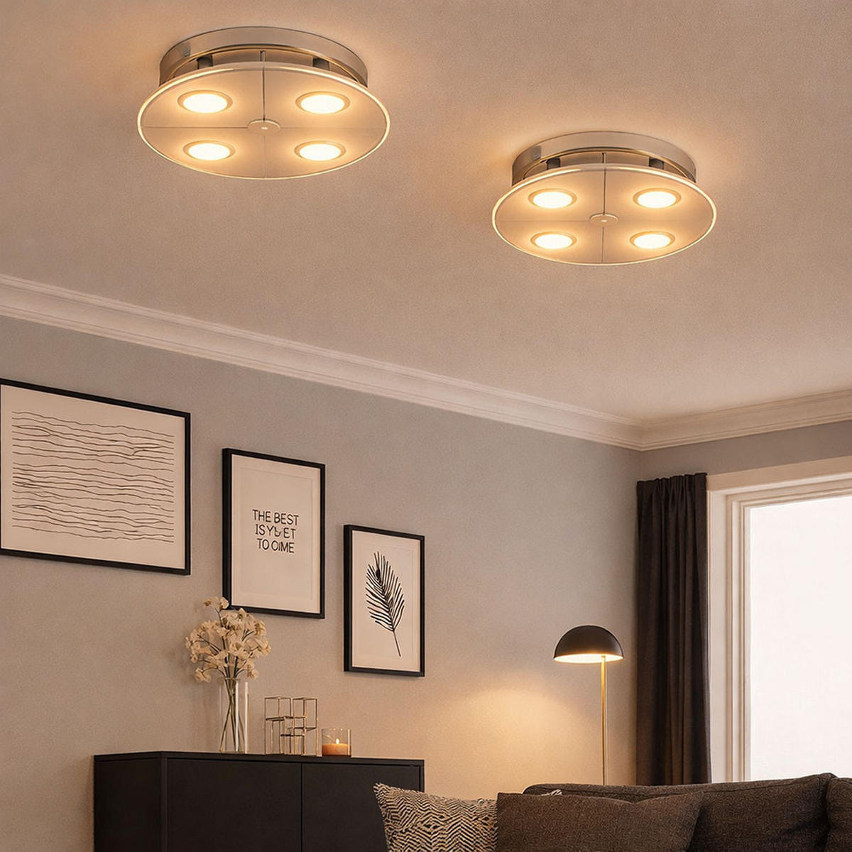 LED DECKENLEUCHTE Metall Glas Silber - Silberfarben, Glas (30/30/7.5cm) - Globo Lighting