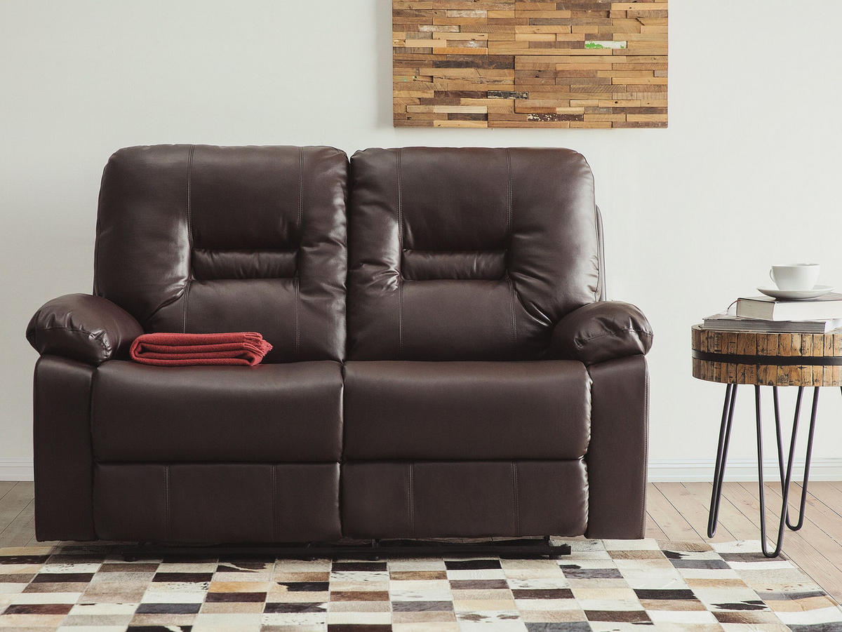 2-SITZER-SOFA Kunstleder Braun Bergen - Dunkelbraun, Kunststoff/Textil (146/101/73cm) - Beliani