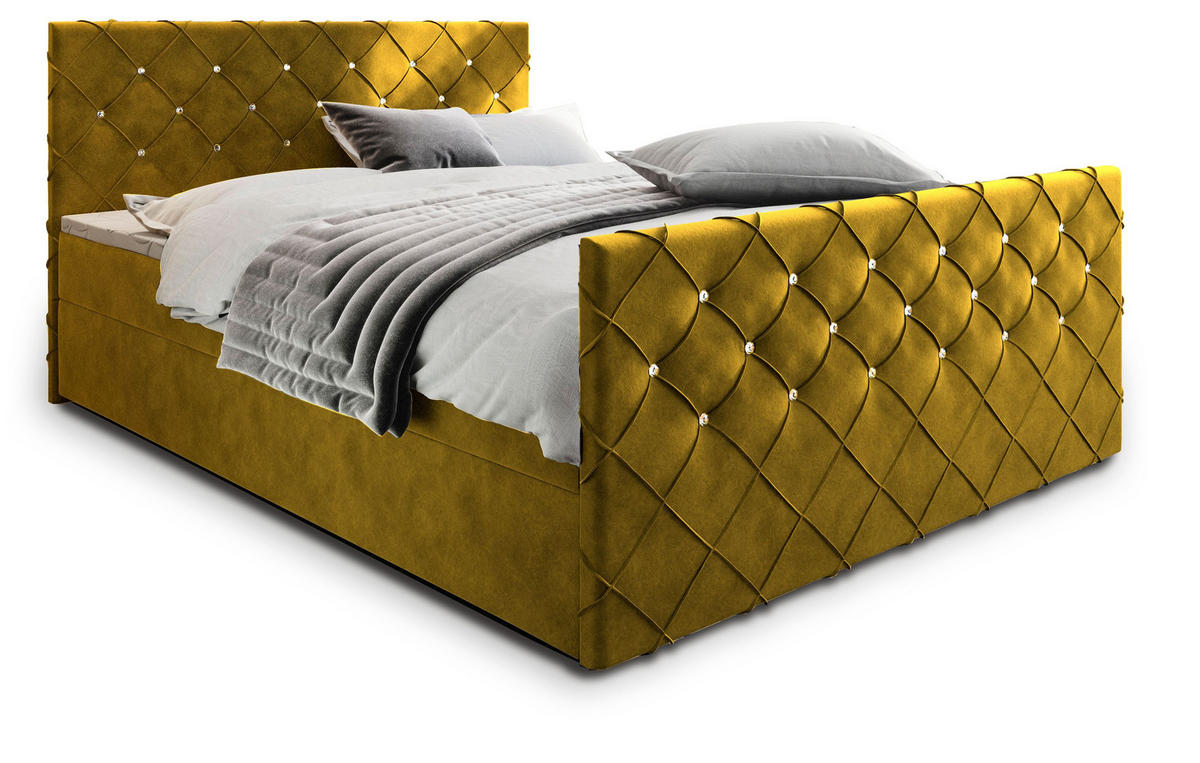BOXBETT MANDI 180x200 cm mit Matratze und Topper - Gelb - Gelb, Holz (180/200cm) - MASSENO