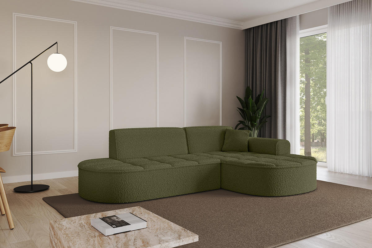 ECKSOFA Ottomane Rechts TARO-L1 - 243x171x79,5 cm Grün - Grün, Holzwerkstoff/Textil (243/171cm) - ALTDECOR