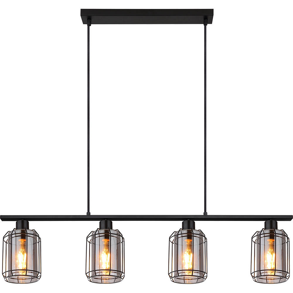 HÄNGELEUCHTE Gorley Metall Schwarz Rauchoptik, 4-flammig - Schwarz, Glas (99/13.1/120cm) - Globo Lighting
