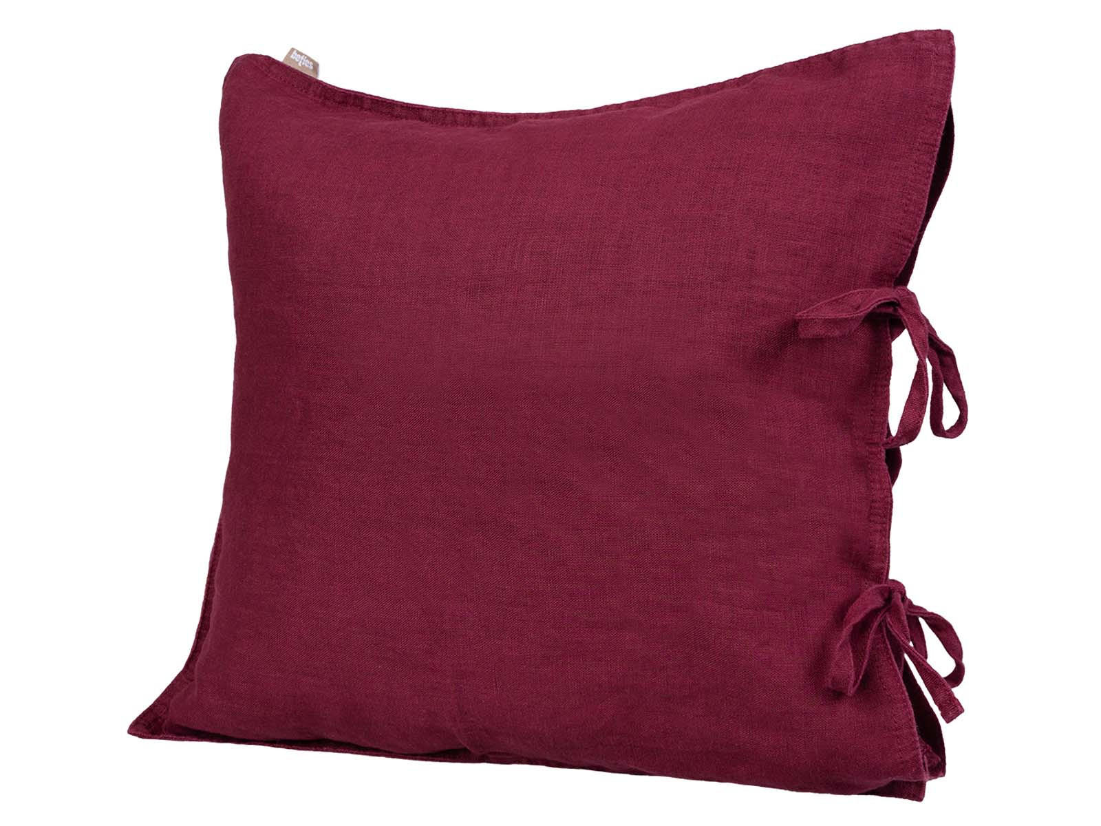 KISSENBEZUG reines Leinen merlot-rot 40/40 cm - Dunkelrot, Naturmaterialien (40/40cm) - beties Heimtextil