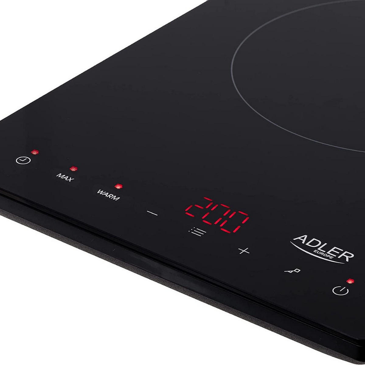 INDUKTIONSKOCHFELD AD6513 2000W Einzelplatte Tragbar Schwarz - Schwarz, Glas (29/7/36cm) - Adler
