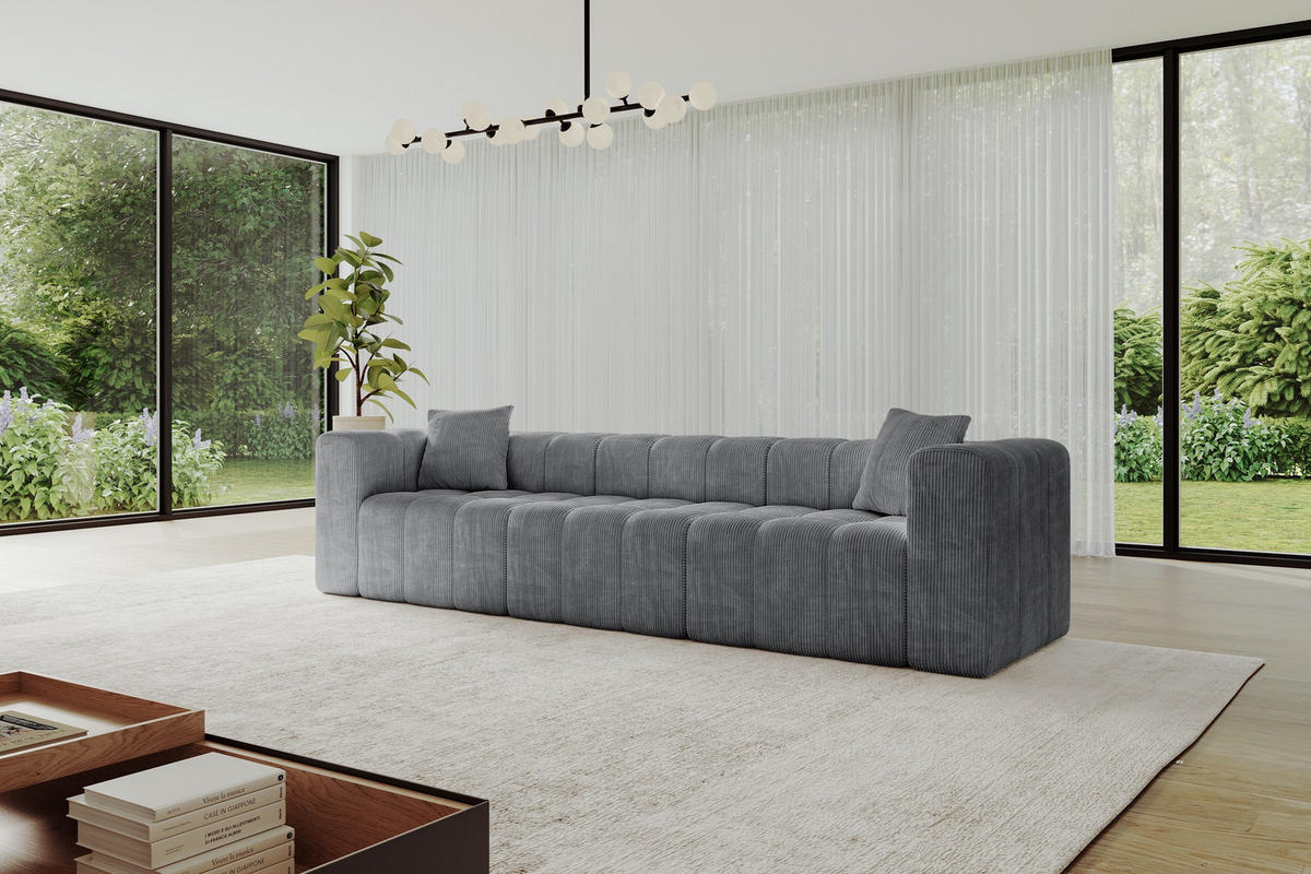 POHOVKA 3-MÍSTNÁ DONY-3 315x90x71 cm Tmavě šedá Manšestr - černá/tmavě šedá, kompozitní dřevo/textil (315/71/90cm) - ALTDECOR