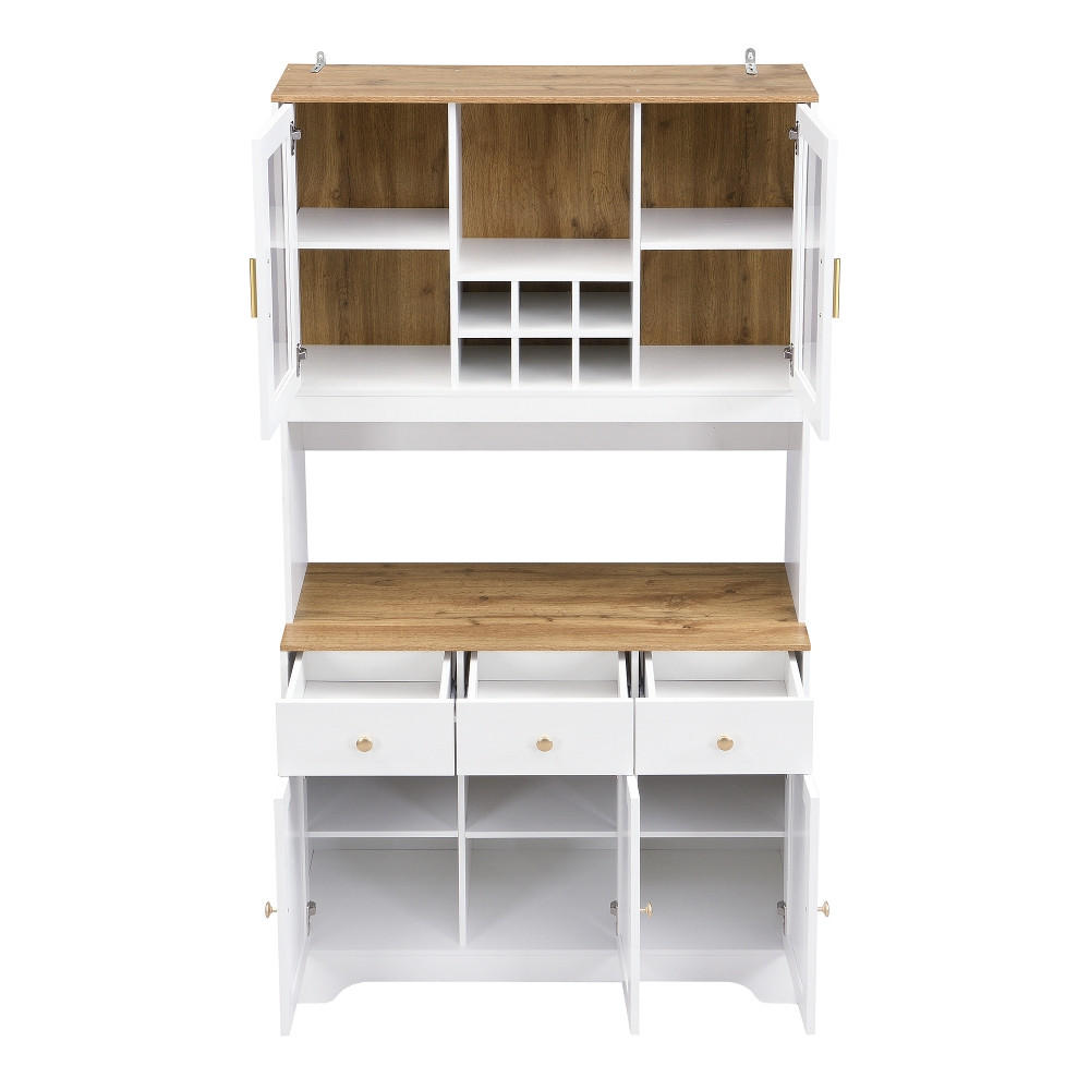 KÜCHENSCHRANK Mit Vitrine Weiß-Holzmaserung Esszimmer 94,5/175,5/30 cm - Weiß, Kunststoff (30/175.5/94.5cm) - Rolipo