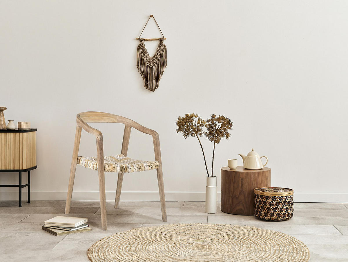 STUHL mit Armlehnen 2er-Set - Teakholz - Holzfarben hell - JUNARIA - Naturfarben, Naturmaterialien (55/78/57cm) - Vente-Unique