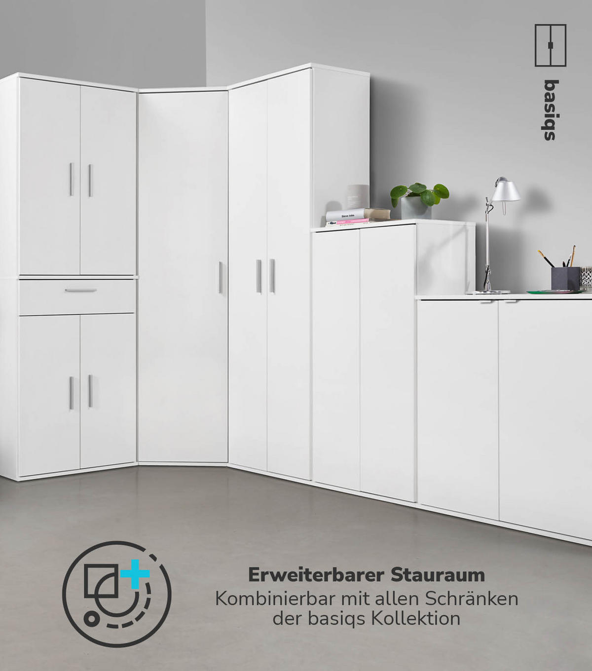 MEHRZWECKSCHRANK Der Schlanke - Weiß, Holzwerkstoff (60/110/34cm) - Mokebo