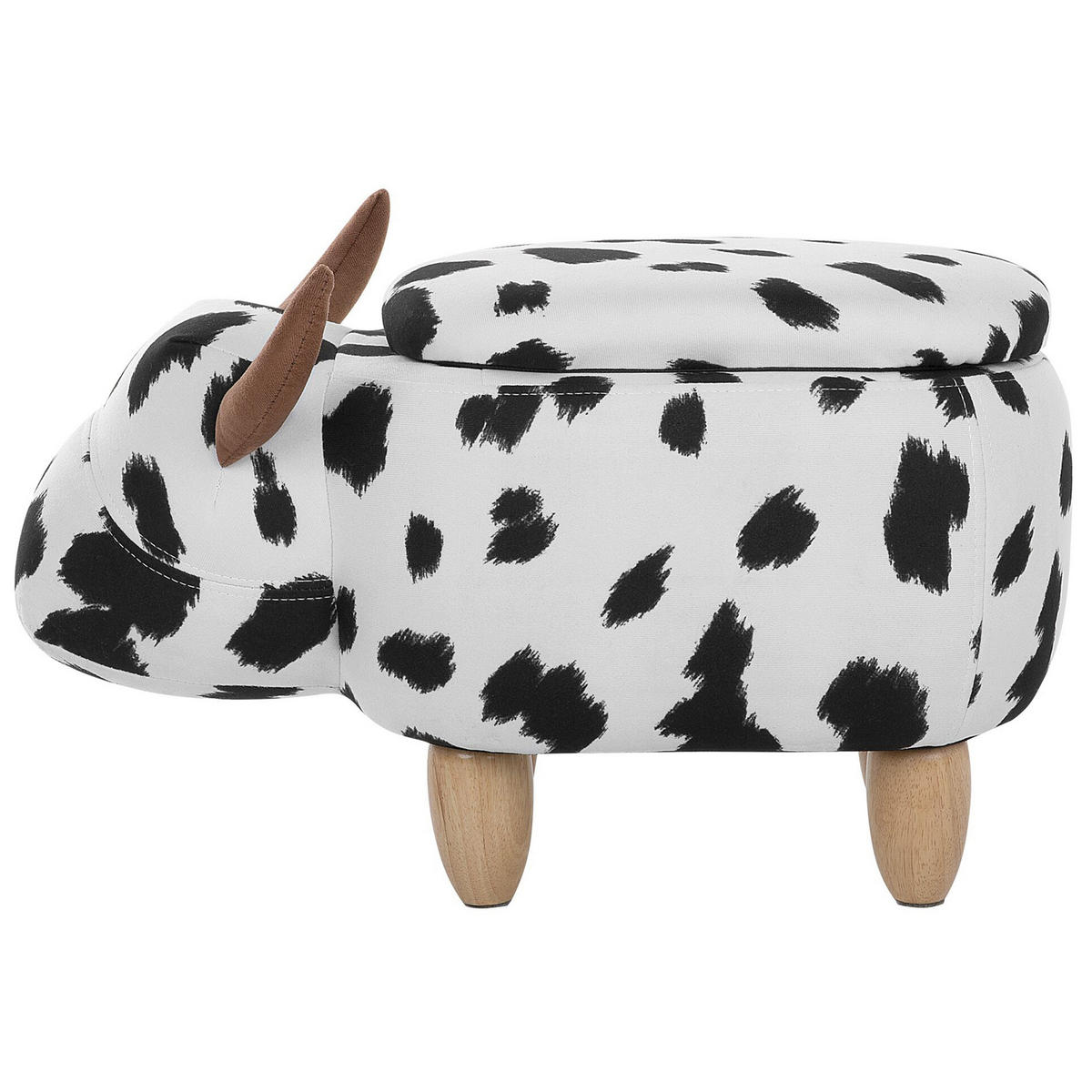 HOCKER Cow 32/60/35 cm - Schwarz, Kunststoff/Textil (60/35/32cm) - Beliani