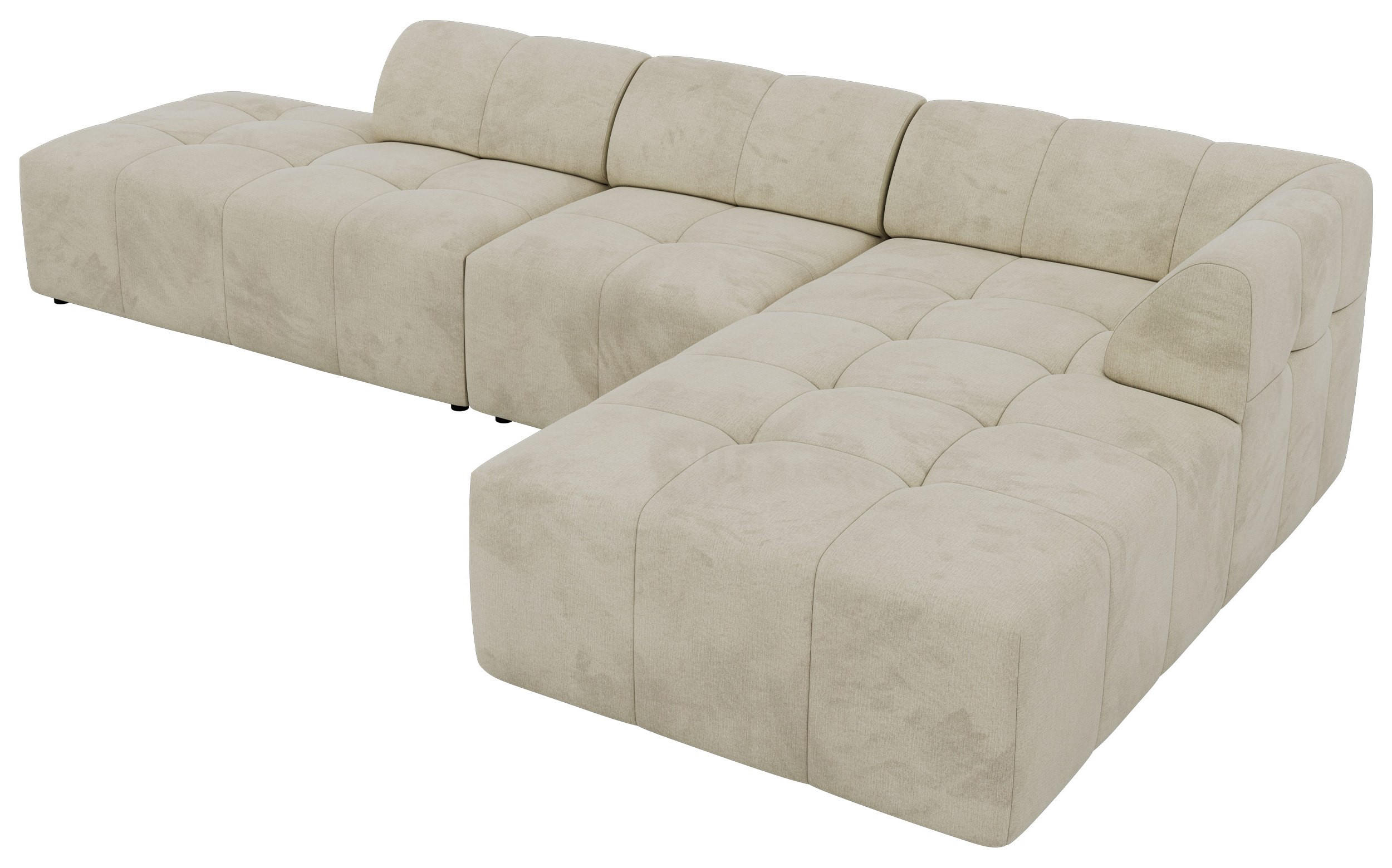 ROHOVÁ SEDAČKA GRIDA 3M L Béžová Samet - Pravá - černá/béžová, textil/plast (176/335cm) - MKS