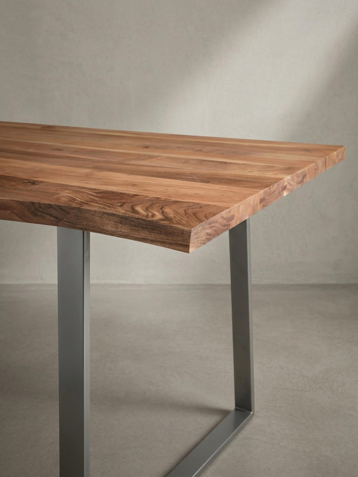 ESSTISCH Massivholz Baumkante Metallgestell Handgefertigt TARN, Goldbraun-Chrom 160x80x76 cm - Chromfarben/Braun, Holz/Metall (80/160/76cm) - KADIMA DESIGN
