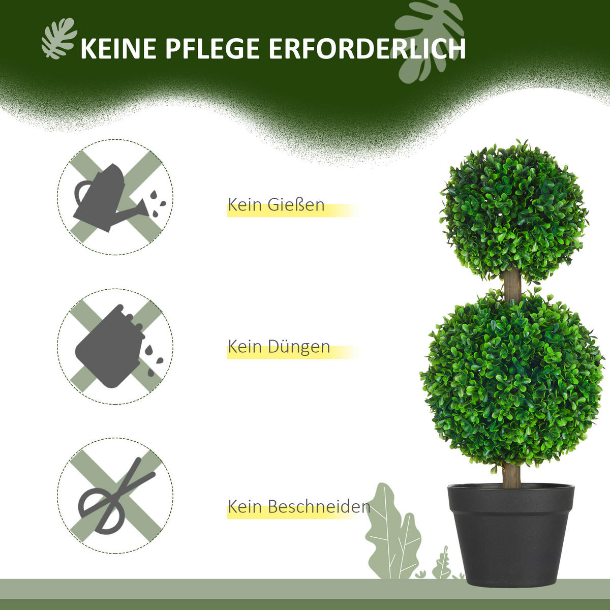 KÜNSTLICHE Pflanzen, PE, Kunststoff Grün - Grün, Kunststoff (60cm) - HOMCOM