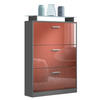 SCHUHSCHRANK Lavia Front in Bordeaux Hochglanz - Bordeaux, Holzwerkstoff (89/128/23cm) - Vladon