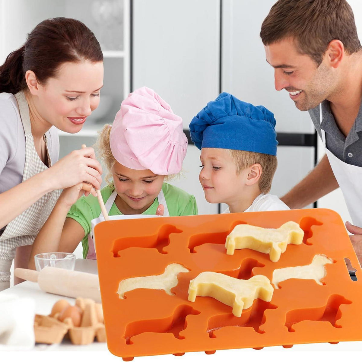 EISWÜRFELFORM Dackel 9er Set Silikon - Orange, Kunststoff (17/1/22cm)