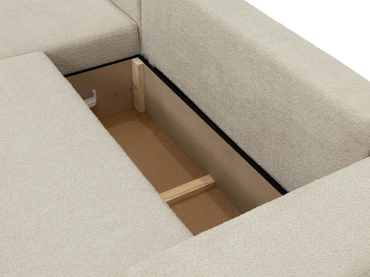 ECKSOFA Mivo, Seite: Links - Beige/Schwarz, Holz/Kunststoff (266/163cm) - MIRJAN24