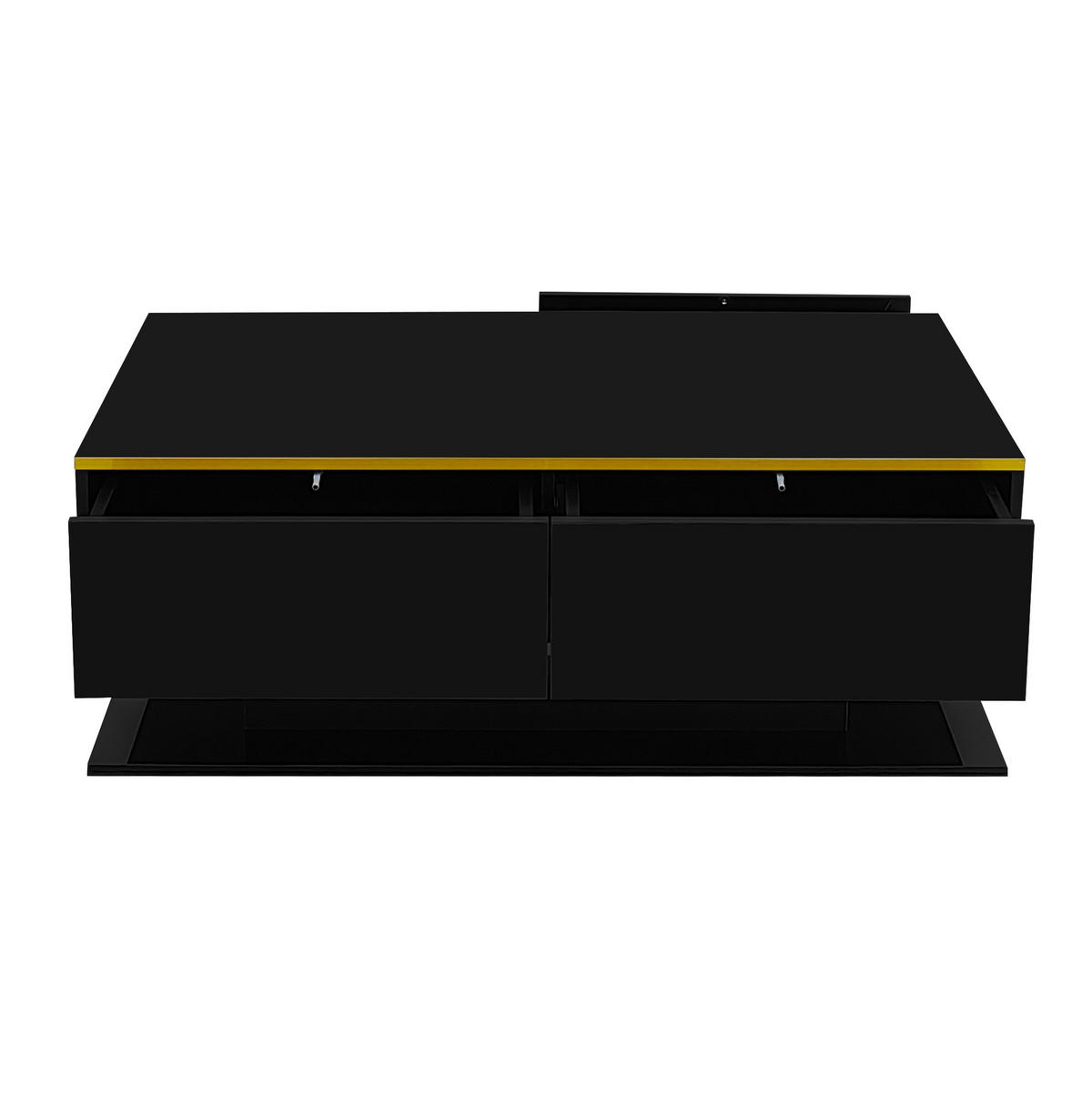 COUCHTISCH 100/50/40 cm in Schwarz/Gold mit LED-Beleuchtung und 3 Schubladen - Schwarz, Holzwerkstoff (100/50/40cm) - Flora Grace