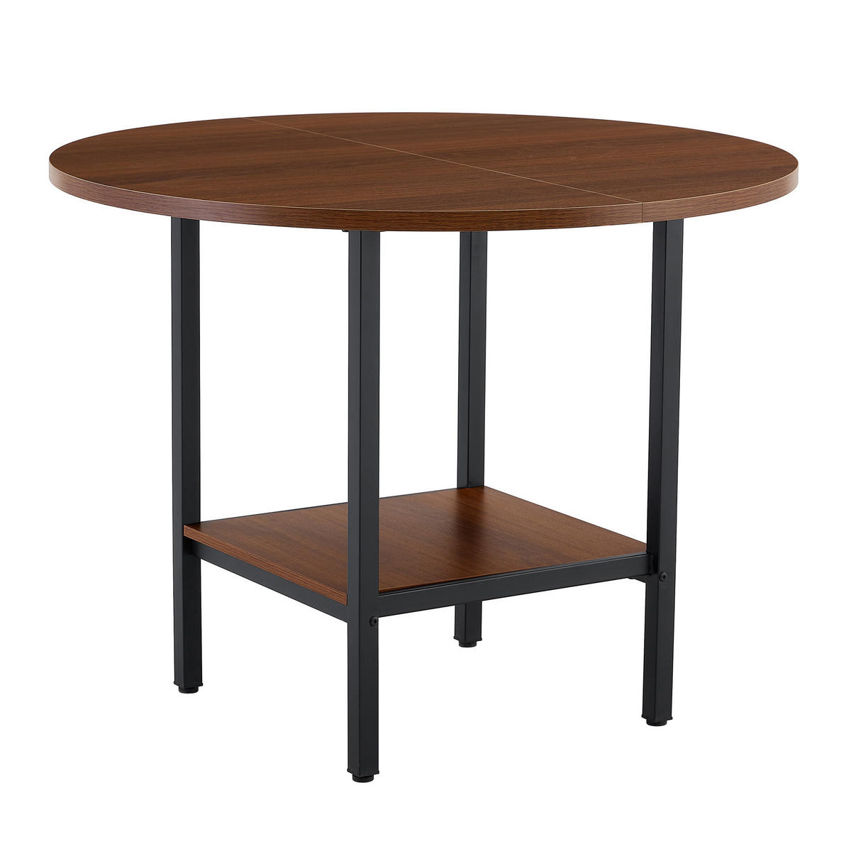 ESSTISCH aus MDF und Metall 100x100x77 cm Walnussfarben mit Stauraumablage im runden Design - Walnussfarben, Holzwerkstoff (100/100/77cm) - Modfu