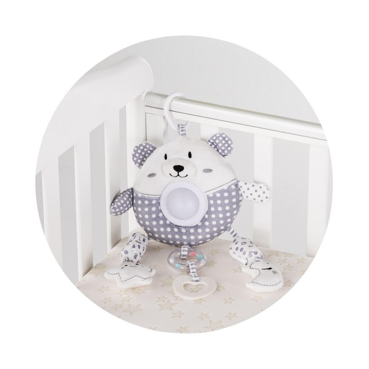 MUSIKMOBILE große Tiere grau Melodie, Lichteffekte, Plüschtier, Kühlbeißring, Plüschtiere - Grau, Kunststoff (28/45/7cm) - Chipolino