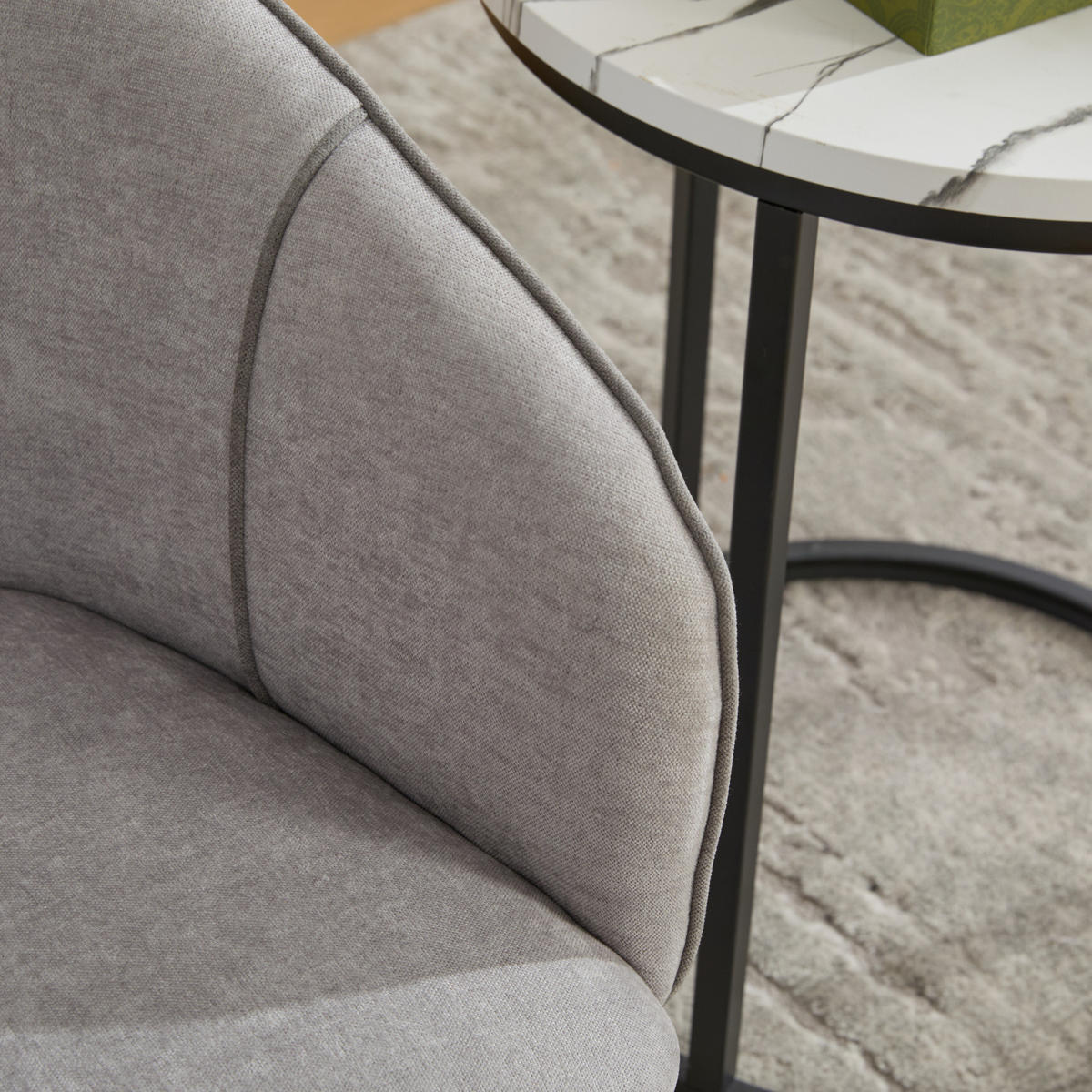 SESSEL 56/54/74,5 cm grau aus Chenille mit 360°-Drehfunktion - Grau, Textil (54/74.5/56cm) - OKWISH