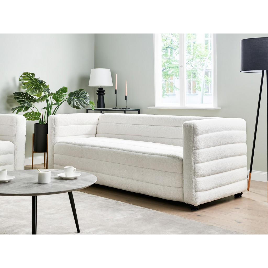 Thumbnail - Beliani 3-Sitzer-Sofa, Weiß, Schwarz, Textil, 214x72x79 cm, Wohnzimmer, Sofas & Couches, Sofas, 3-Sitzer Sofas
