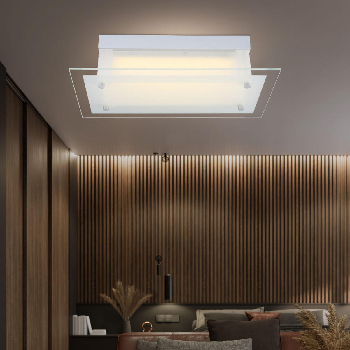 LED DECKENLEUCHTE Metall Glas Klar - Klar, Glas/Metall (36/19/10.5cm) - Globo Lighting