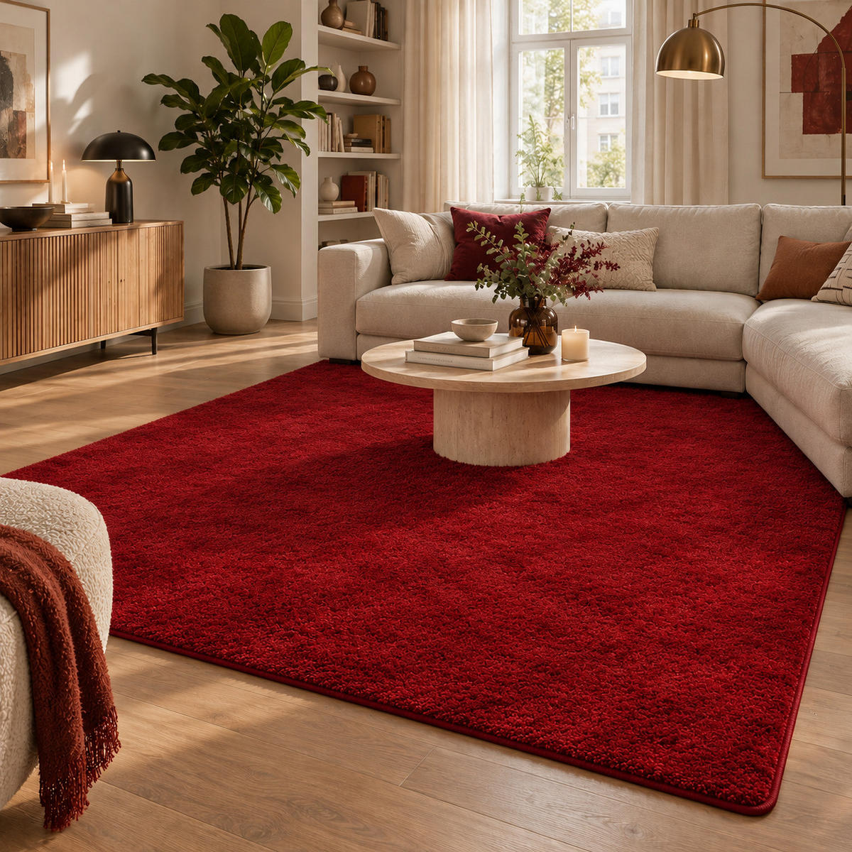 HOCHFLOR LANGFLOR SUPER SOFT TEPPICH SILKY - Weinrot, Textil (160/230cm) - Pergamon