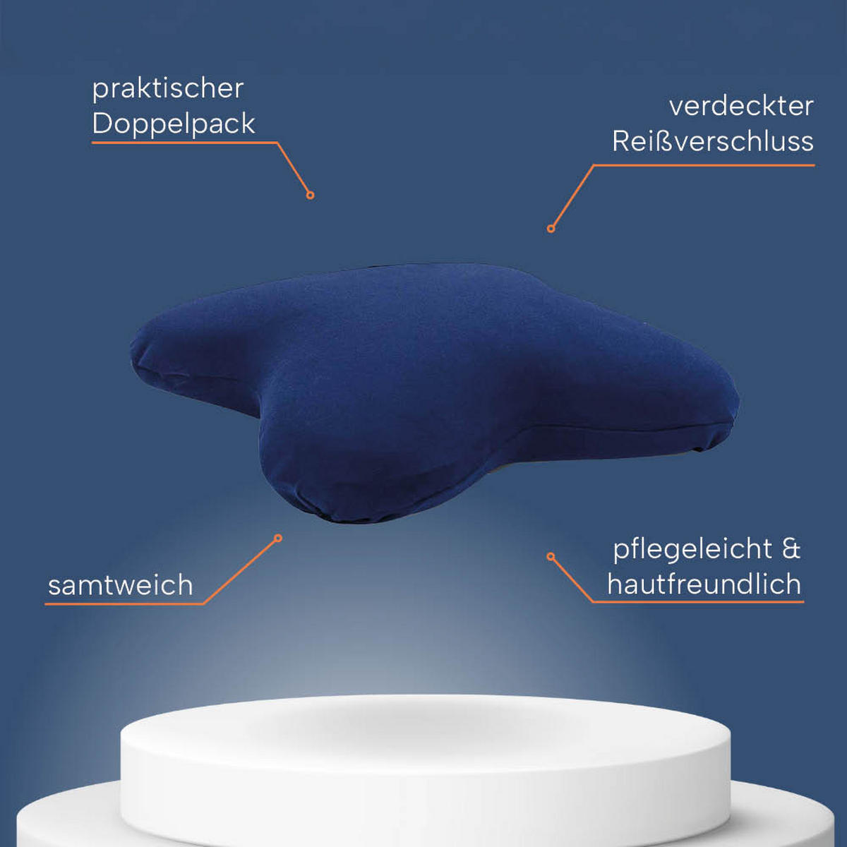 KISSENBEZUG für Schmetterlingskissen, DOPPELPACK Blau 56x48 cm - Blau, Textil (48/56cm) - casimum