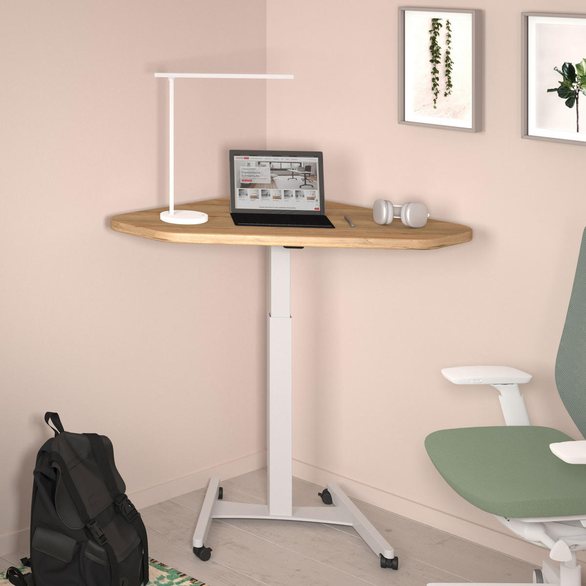 STEHPULT Höhenverstellbares Steh-Sitzpult Single Desk Eiche Natura Schwarz /72-116cm - Multicolor, Holz/Metall (67.5/108/72cm) - ASSMANN