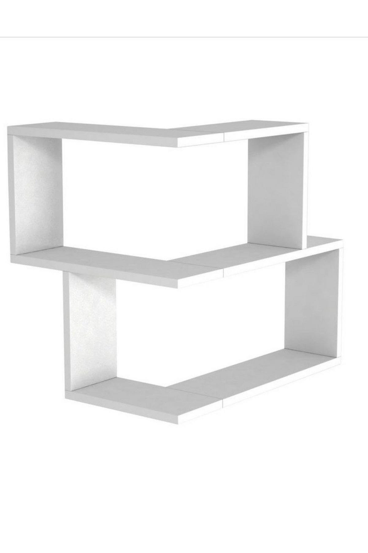 WANDREGAL : 59,5 x 54,5 x 45/44,5 cm Weiß asymmetrisch Regal für Ecken - Weiß, Holzwerkstoff (60/54/55cm) - Ibonto